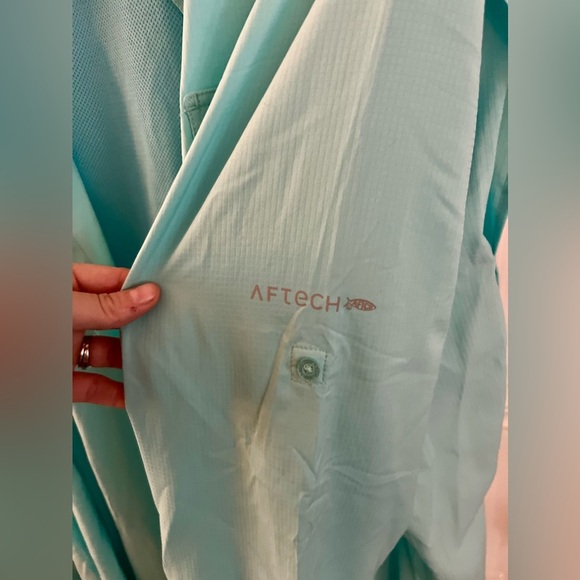 AFTCO Aqua Blue Long Sleeve Button Down Vented Fishing Shirt, Size 2X - Picture 4 of 6